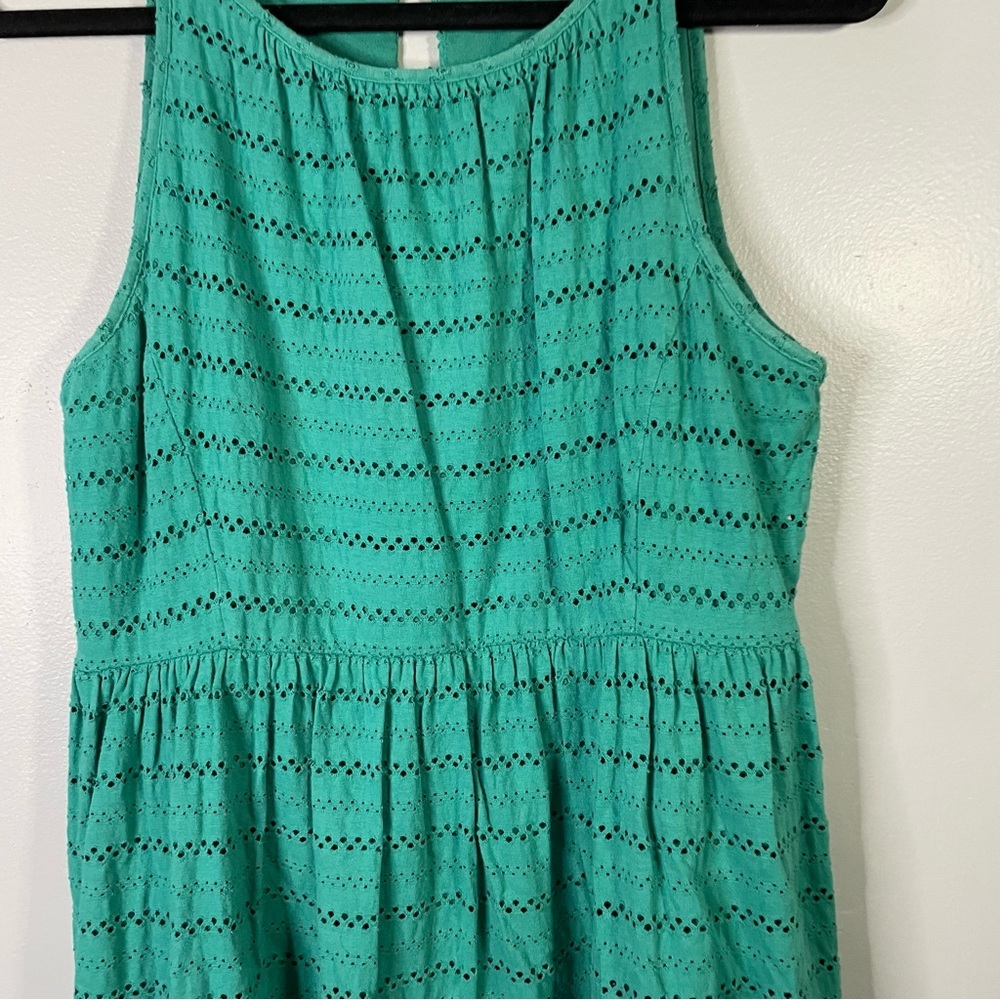 LOFT Aqua Blue Green Doily Style Cutout Sleeveless Dress Business Casual Medium - Picture 5 of 9